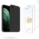Coque iPhone 7/8/SE 2020 Silicone liquide Noire + 2 Vitres en Verre trempé Protection écran Antichocs