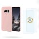 Coque Samsung Galaxy S8 Rose Silicone liquide + 2 Vitres en Verre trempé Protection écran Antichocs