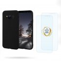 Coque Samsung Galaxy S8 Noire Silicone liquide + 2 Vitres en Verre trempé Protection écran Antichocs