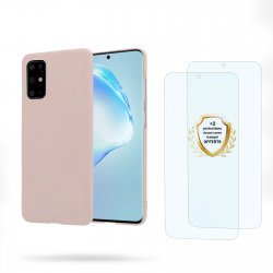 Coque Samsung Galaxy S20 Plus Rose Silicone liquide + 2 Vitres en Verre trempé Protection écran Antichocs