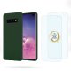 Coque Samsung Galaxy S10 Plus Vert Foret Silicone liquide + 2 Vitres en Verre trempé Protection écran Antichocs