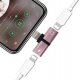 Adaptateur lightning avec sortie casque et charge - Rose