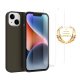 Coque iPhone 14 Silicone liquide Noire + 2 Vitres en Verre trempé Protection écran Antichocs