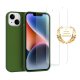 Coque iPhone 14 Silicone liquide Vert Foret + 2 Vitres en Verre trempé Protection écran Antichocs