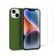 Coque iPhone 14 Plus Silicone liquide Vert Foret + 2 Vitres en Verre trempé Protection écran Antichocs