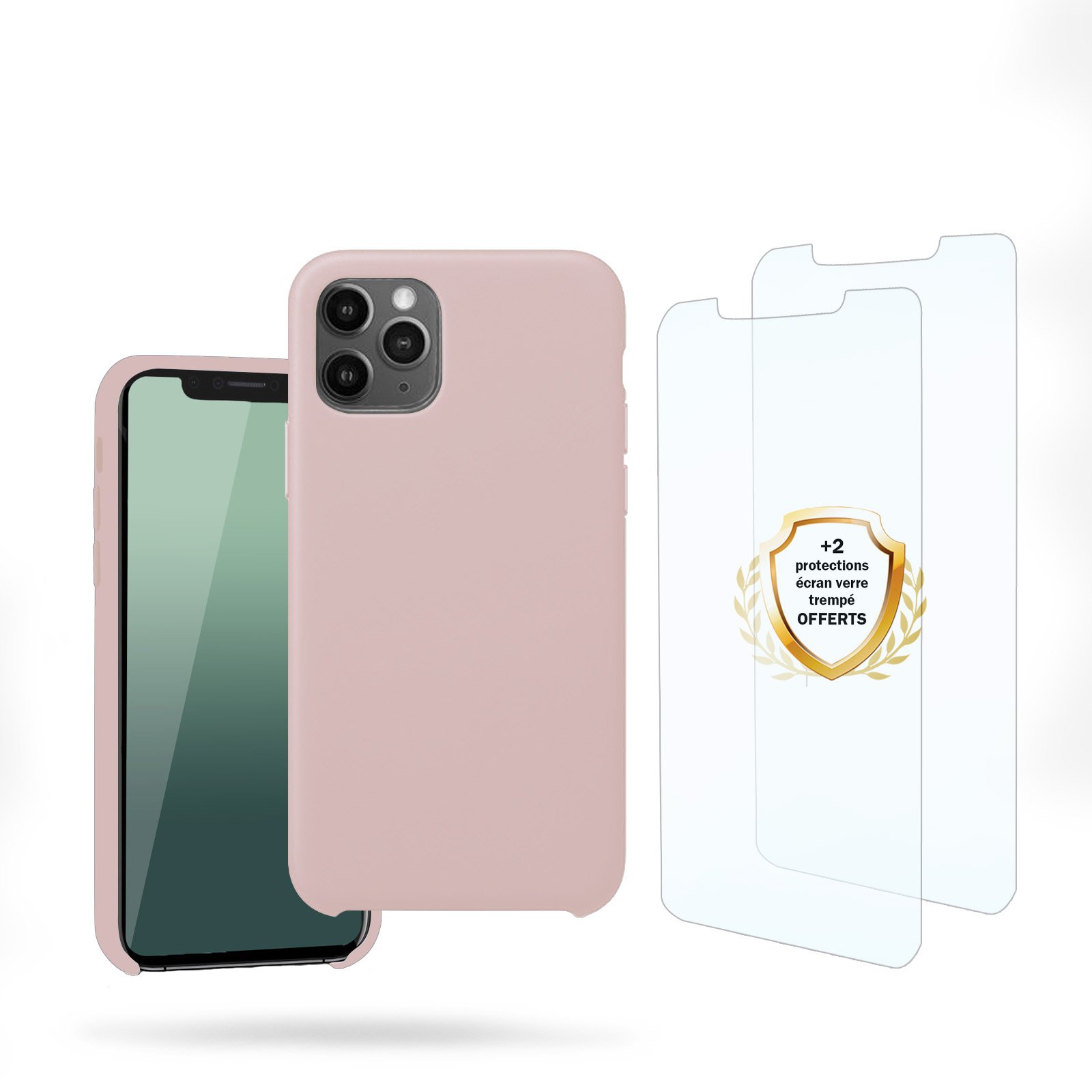 Coque Silicone Transparente + Vitre Protection Ecran Pour Apple