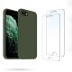 Coque iPhone 7/8/SE 2020 Silicone liquide Vert Foret + 2 Vitres en Verre trempé Protection écran Antichocs