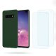 Coque Samsung Galaxy S10 Plus Vert Foret Silicone liquide + 2 Vitres en Verre trempé Protection écran Antichocs