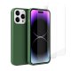 Coque iPhone 14 Pro Silicone liquide Vert Foret + 2 Vitres en Verre trempé Protection écran Antichocs