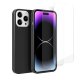 Coque iPhone 14 Pro Silicone liquide Noire + 2 Vitres en Verre trempé Protection écran Antichocs