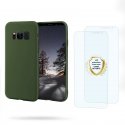 Coque Samsung Galaxy S8 Vert Foret Silicone liquide + 2 Vitres en Verre trempé Protection écran Antichocs