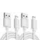 Lot de 2 câbles USB Lightning en nylon 2 m - Argent