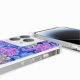 Coque iPhone 13 Pro Max avec anneau glossy transparente Fleurs Bleues Design La Coque Francaise.