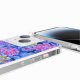 Coque iPhone 13 avec anneau glossy transparente Fleurs Bleues Design La Coque Francaise.
