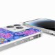 Coque iPhone 12/12 PRO avec anneau glossy transparente Fleurs Bleues Design La Coque Francaise.