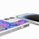Coque iPhone 12 Mini avec anneau glossy transparente Fleurs Bleues Design La Coque Francaise.