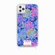 Coque iPhone 11 PRO MAX avec anneau glossy transparente Fleurs Bleues Design La Coque Francaise.