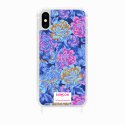 Coque iPhone Xs max avec anneau glossy transparente Fleurs Bleues Design La Coque Francaise.