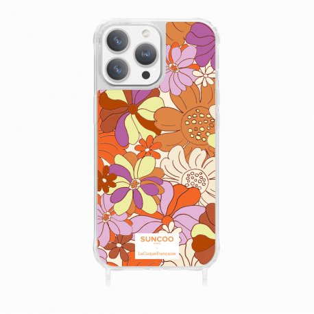 Coque iPhone 12 PRO MAX avec anneau glossy transparente Fleurs Oranges Design La Coque Francaise.