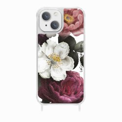Coque iPhone 13 Mini avec anneau glossy transparente Fleurs roses Design La Coque Francaise.