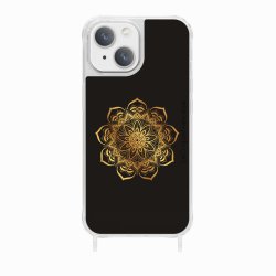 Coque iPhone 13 Mini avec anneau glossy transparente Mandala Or Design La Coque Francaise.