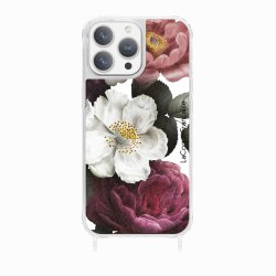 Coque iPhone 12 PRO MAX avec anneau glossy transparente Fleurs roses Design La Coque Francaise.