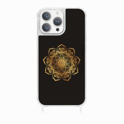 Coque iPhone 12 PRO MAX avec anneau glossy transparente Mandala Or Design La Coque Francaise.