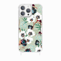 Coque iPhone 12 PRO MAX avec anneau glossy transparente Fleurs vert d'eau Design La Coque Francaise.