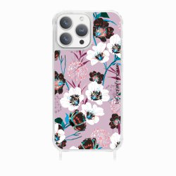 Coque iPhone 12 PRO MAX avec anneau glossy transparente Fleurs parme Design La Coque Francaise.