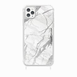 Coque iPhone 11 PRO MAX avec anneau glossy transparente Marbre gris Design La Coque Francaise.