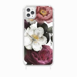 Coque iPhone 11 PRO MAX avec anneau glossy transparente Fleurs roses Design La Coque Francaise.