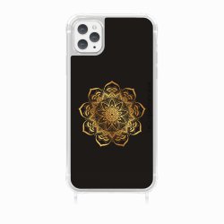 Coque iPhone 11 PRO MAX avec anneau glossy transparente Mandala Or Design La Coque Francaise.
