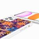 Coque iPhone 11 PRO avec anneau glossy transparente Fleurs violettes et oranges Design La Coque Francaise.