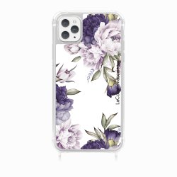 Coque iPhone 11 PRO avec anneau glossy transparente Pivoines Violettes Design La Coque Francaise.