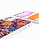 Coque iPhone 11 avec anneau glossy transparente Fleurs violettes et oranges Design La Coque Francaise.