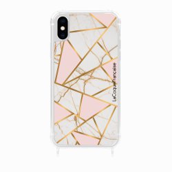 Coque iPhone X/XS avec anneau glossy transparente Marbre Rose Design La Coque Francaise.