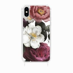 Coque iPhone X/XS avec anneau glossy transparente Fleurs roses Design La Coque Francaise.