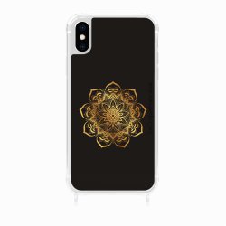 Coque iPhone Xs max avec anneau glossy transparente Mandala Or Design La Coque Francaise.