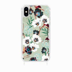 Coque iPhone Xs max avec anneau glossy transparente Fleurs vert d'eau Design La Coque Francaise.