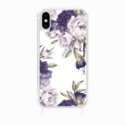Coque iPhone Xs max avec anneau glossy transparente Pivoines Violettes Design La Coque Francaise.