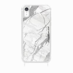 Coque iPhone XR avec anneau glossy transparente Marbre gris Design La Coque Francaise.