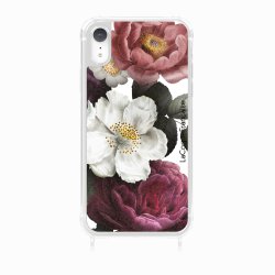Coque iPhone XR avec anneau glossy transparente Fleurs roses Design La Coque Francaise.
