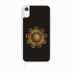 Coque iPhone XR avec anneau glossy transparente Mandala Or Design La Coque Francaise.
