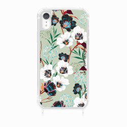 Coque iPhone XR avec anneau glossy transparente Fleurs vert d'eau Design La Coque Francaise.
