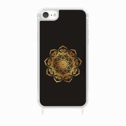 Coque iPhone 7/8/SE 2020/SE 2022 avec anneau glossy transparente Mandala Or Design La Coque Francaise.