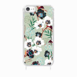 Coque iPhone 7/8/SE 2020/SE 2022 avec anneau glossy transparente Fleurs vert d'eau Design La Coque Francaise.