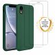 Coque iPhone XR Silicone liquide Vert Foret + 2 Vitres en Verre trempé Protection écran Antichocs