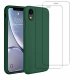 Coque iPhone XR Silicone liquide Vert Foret + 2 Vitres en Verre trempé Protection écran Antichocs