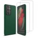 Coque Samsung Galaxy S21 Ultra 5G Silicone  liquide Vert Foret + 2 Vitres en Verre trempé Protection écran Antichocs