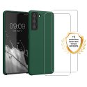 Coque Samsung Galaxy S21 Plus Silicone  liquide Vert Foret + 2 Vitres en Verre trempé Protection écran Antichocs